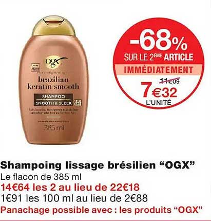 Shampoing lissage brésilien “OGX”