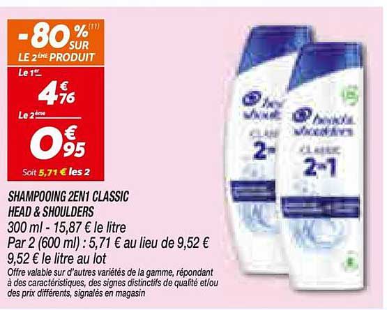 SHAMPOOING 2EN1 CLASSIC HEAD & SHOULDERS