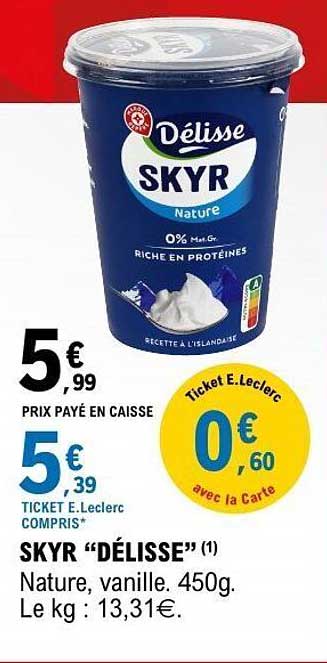 SKYR “DÉLISSE” Nature, vanille. 450g.