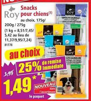 Snacks Roy pour chiens au choix, 175g/200g/275g