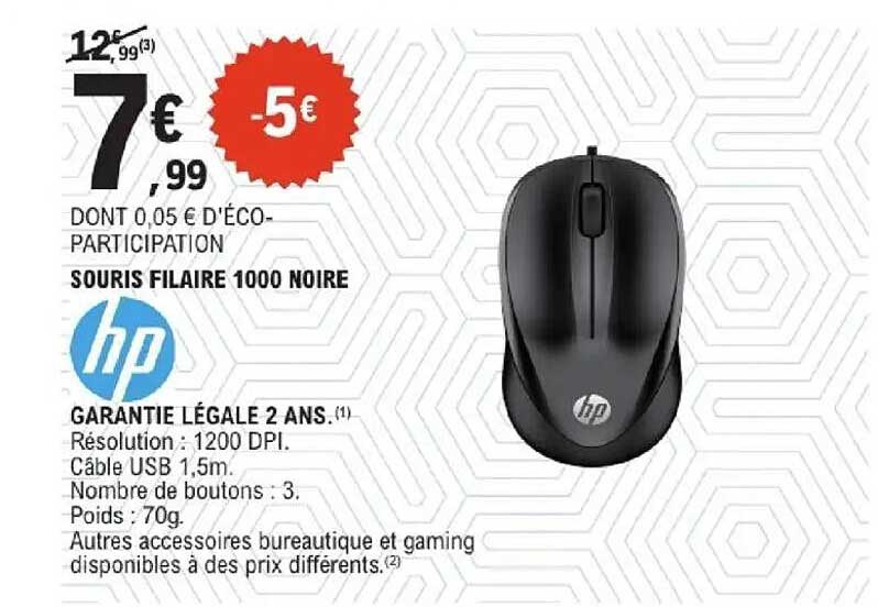 SOURIS FILAIRE 1000 NOIRE