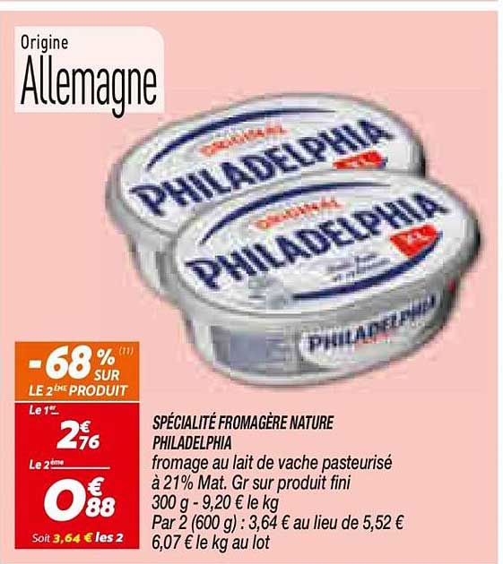 SPÉCIALITÉ FROMAGÈRE NATURE PHILADELPHIA