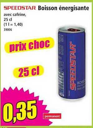SPEEDSTAR Boisson énergisante avec caféine, 25 cl (1 l = 1,40) 39006