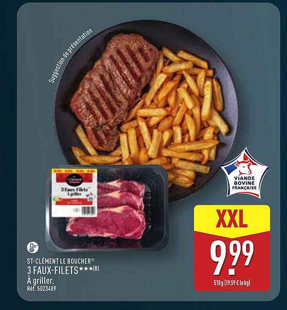 ST-CLÉMENT LE BOUCHER® 3 FAUX-FILETS*** (B) À griller.