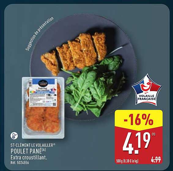 ST-CLÉMENT LE VOLAILLER® POULET PANÉ(A) Extra croustillant.