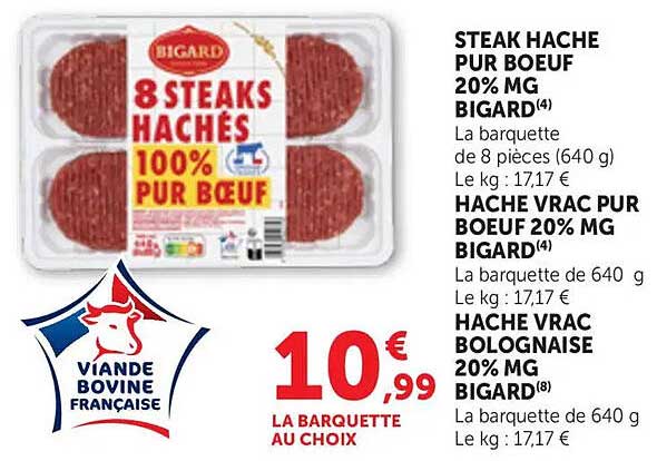 STEAK HACHE PUR BOEUF 20% MG BIGARD