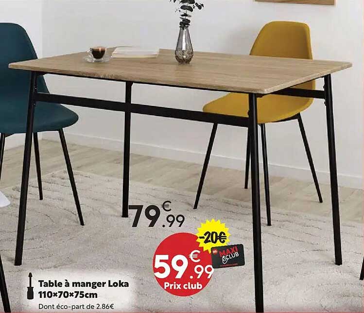 Table à manger Loka 110×70×75cm