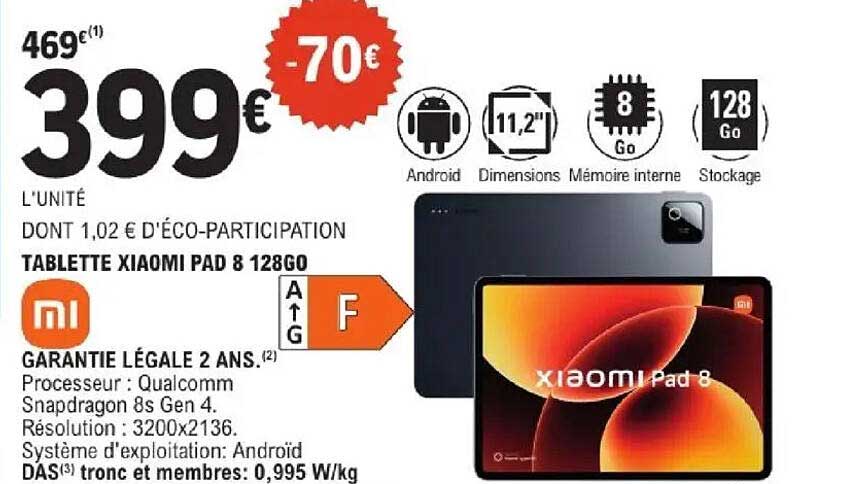 TABLETTE XIAOMI PAD 8 128GO