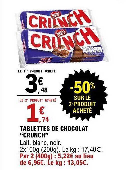 TABLETTES DE CHOCOLAT “CRUNCH”