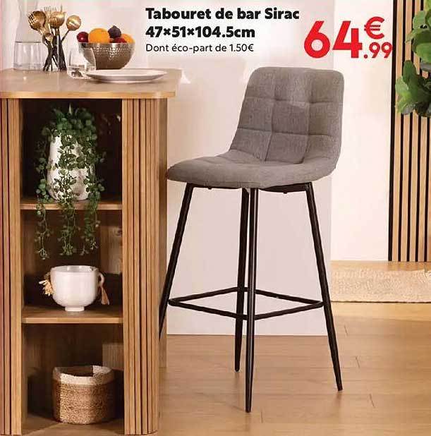 Tabouret de bar Sirac 47×51×104.5cm