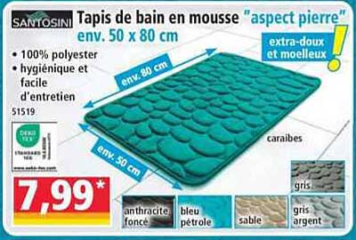 Tapis de bain en mousse “aspect pierre” env. 50 x 80 cm