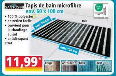 Tapis de bain microfibre env. 60 x 100 cm
