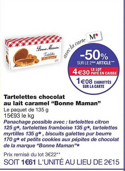 Tartelettes chocolat au lait caramel “Bonne Maman”