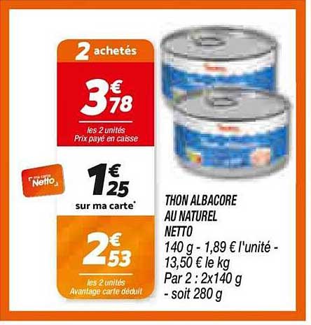 THON ALBACORE AU NATUREL NETTO