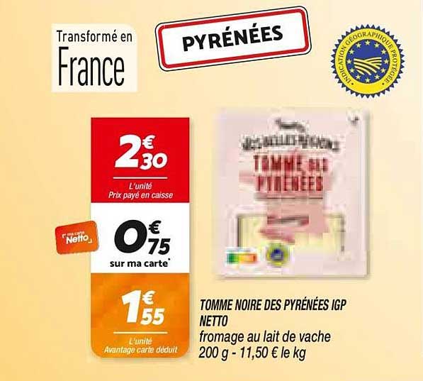 TOMME NOIRE DES PYRÉNÉES IGP NETTO