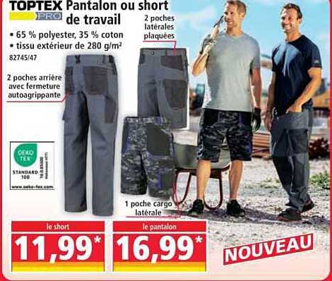 TOPTEX PRO Pantalon ou short travail