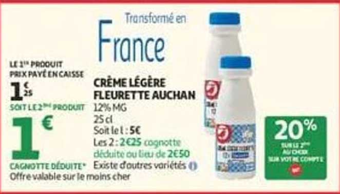 Transformée en France CRÈME LÉGÈRE LEURETTE AUCHAN