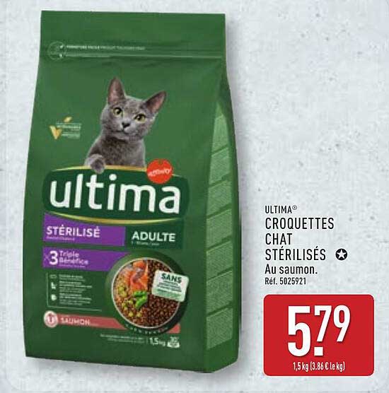 ULTIMA® CROQUETTES CHAT STÉRILISÉS Au saumon. Réf. 5025921