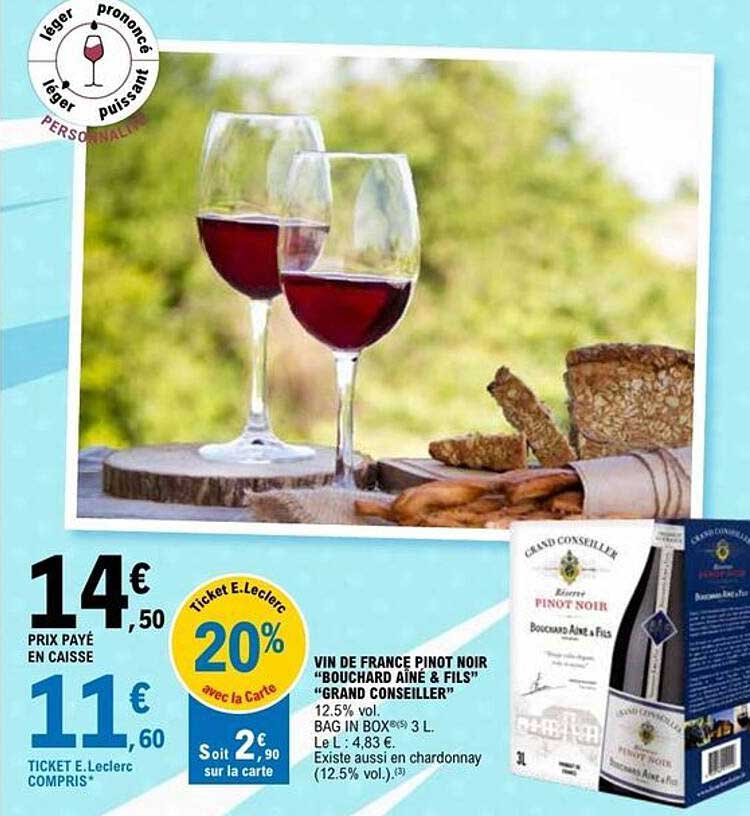 VIN DE FRANCE PINOT NOIR "BOUCHARD AÎNÉ & FILS" "GRAND CONSEILLER"