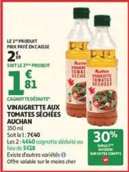 VINAIGRETTE AUX TOMATES SÉCHÉES AUCHAN 350 ml