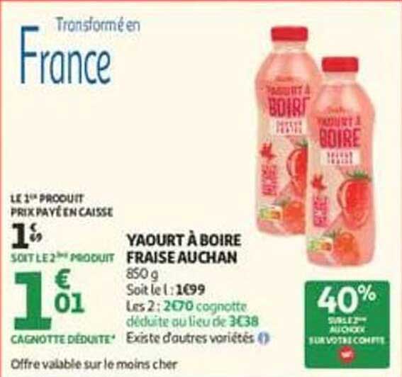 YAOURT À BOIRE FRAISE AUCHAN