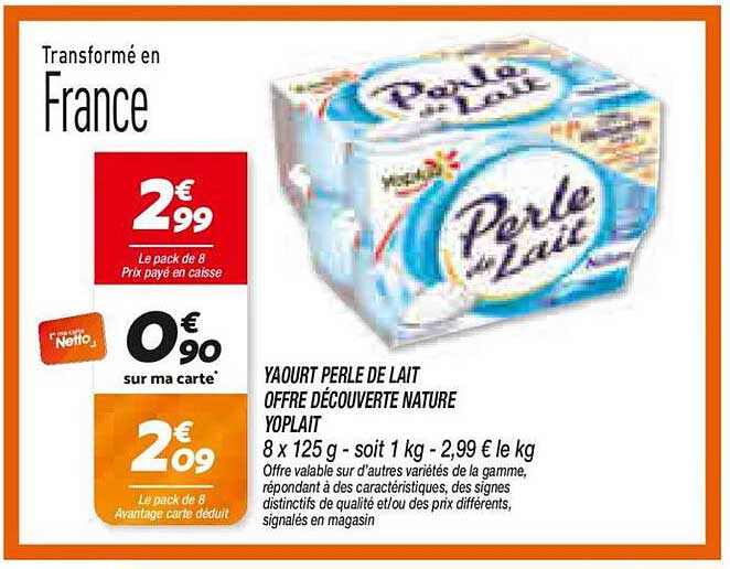 YAOURT PERLE DE LAIT OFFRE DÉCOUVERTE NATURE YOPLAIT