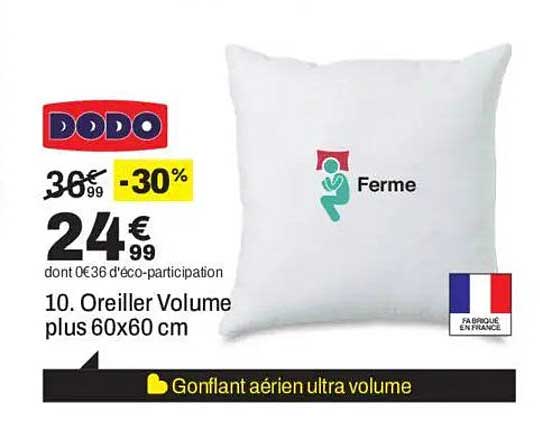 10. Oreiller Volume plus 60x60 cm