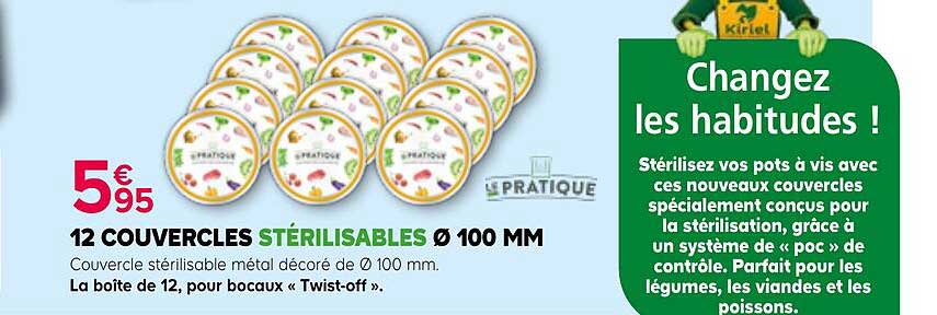 12 COUVERCLES STÉRILISABLES Ø 100 MM