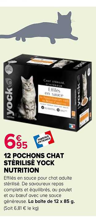 12 Pochons Chat Stérilisé Yock Nutrition
