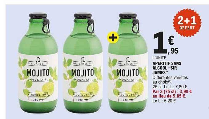 1€95 L'UNITÉ APÉRITIF SANS ALCOOL “SIR JAMES”