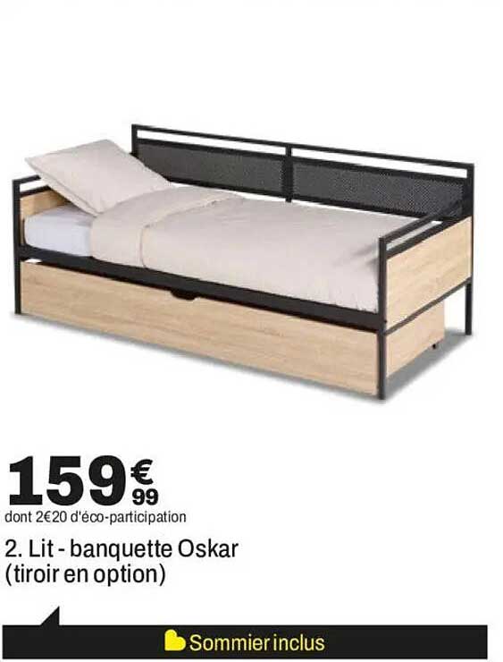2. Lit - banquette Oskar (tiroir en option)
