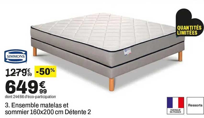 3. Ensemble matelas et sommier 160x200 cm Détente 2