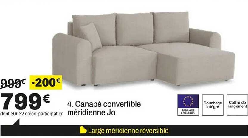 4. Canapé convertible méridienne Jo