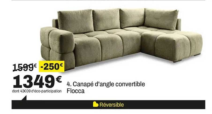 4. Canapé d'angle convertible Flocca