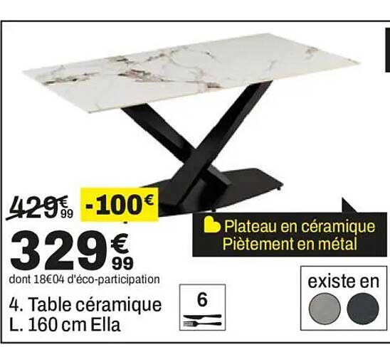 4. Table céramique L. 160 cm Ella