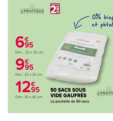 50 SACS SOUS VIDE GAUFRÉS