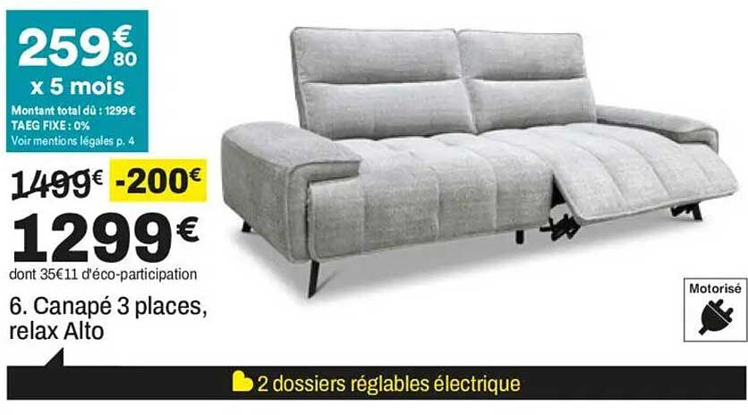 6. Canapé 3 places, relax Alto