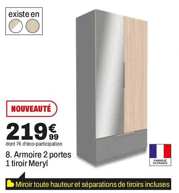 8. Armoire 2 portes 1 tiroir Meryl