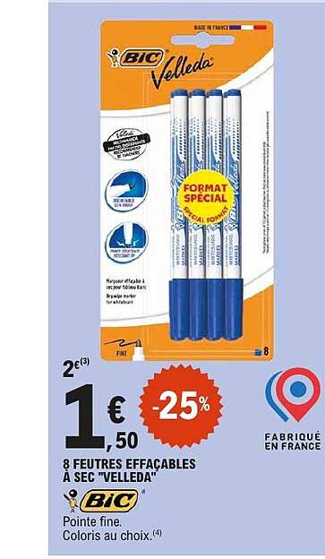 8 FEUTRES EFFAÇABLES À SEC "VELLEDA"