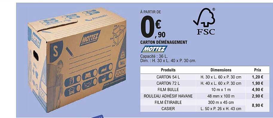 À PARTIR DE 0€90 CARTON DÉMÉNAGEMENT MOTTEZ