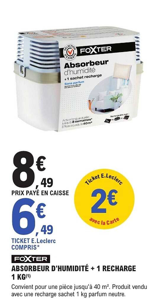 ABSORBEUR D'HUMIDITÉ + 1 RECHARGE 1 KG