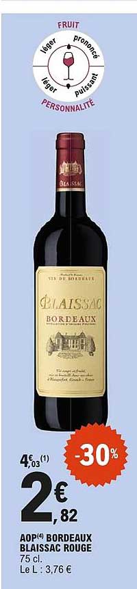 AOP BORDEAUX BLAISSAC ROUGE 75 cl