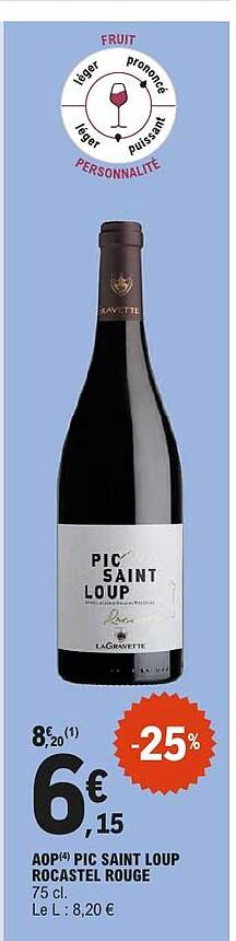 AOP PIC SAINT LOUP ROCASTEL ROUGE 75 cl