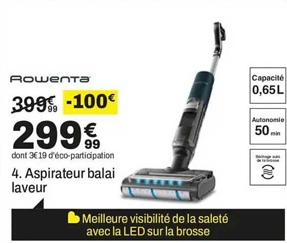 Aspirateur balai laveur