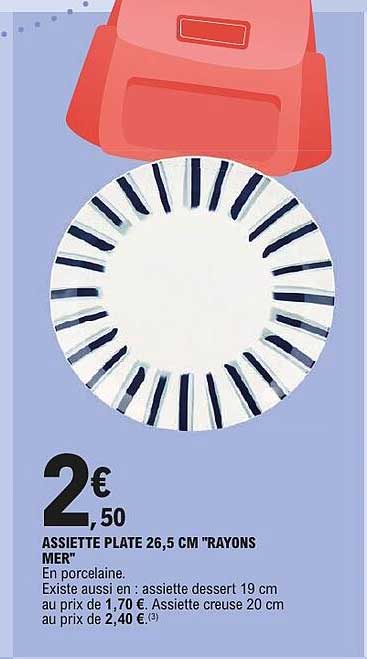 ASSIETTE PLATE 26,5 CM "RAYONS MER"