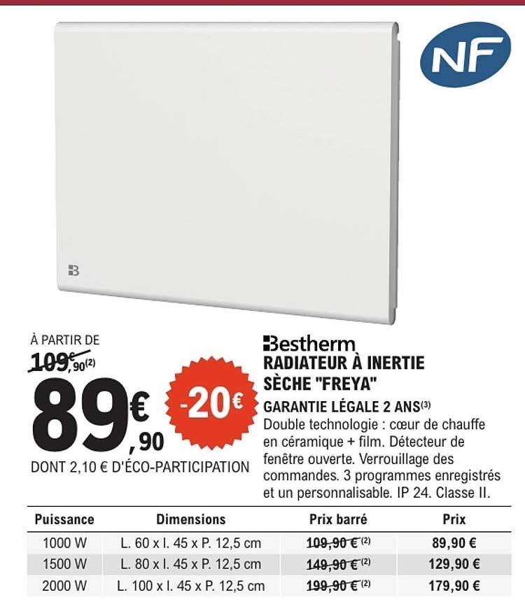Bestherm RADIATEUR À INERTIE SÈCHE "FREYA"