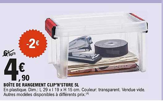 BOÎTE DE RANGEMENT CLIP’N’STORE 5L