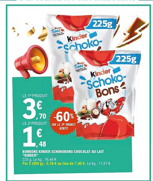 BONBONS KINDER SCHOKOBONS CHOCOLAT AU LAIT "KINDER"