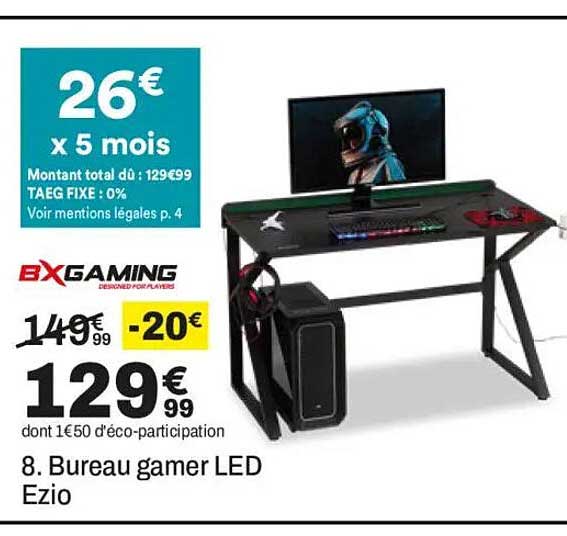 Bureau gamer LED Ezio
