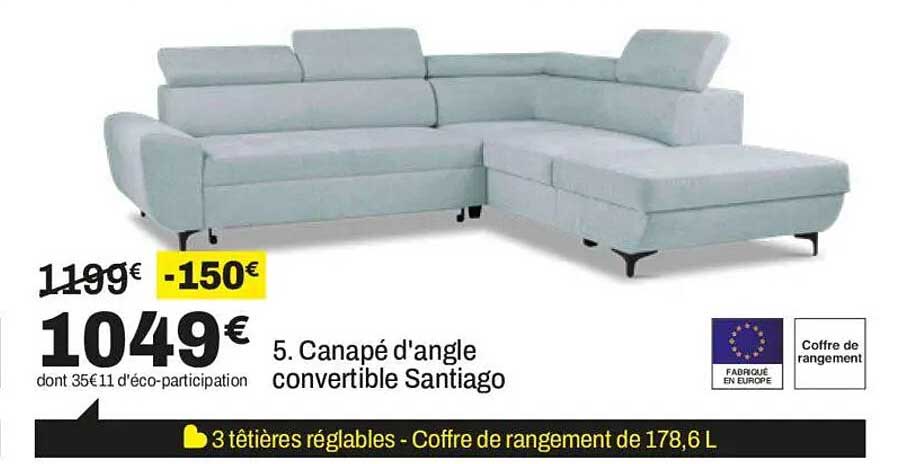Canapé d'angle convertible Santiago